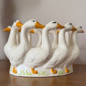 Vintage Holland Mold Gaggle of Geese Ceramic Centerpiece or Planter Bowl